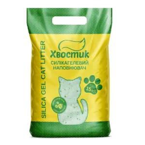 Хвостик Наповнювач силікагелевий, велика фракція, із зеленими гранулами, 15 л