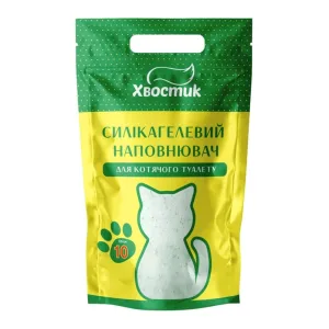 Хвостик Силікагелевий наповнювач для котячих туалетів, дрібний, зелені гранули, 10 л