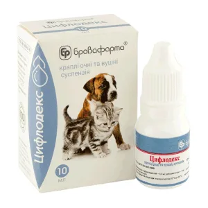 Цифлодекс краплі для очей і вух собак та котів, 10 мл