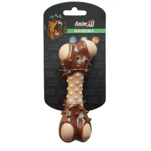 AnimAll GrizZzly Іграшка кісточка з ароматом м'яса,13,5х5,7х4,9 см, бежевий/коричневий