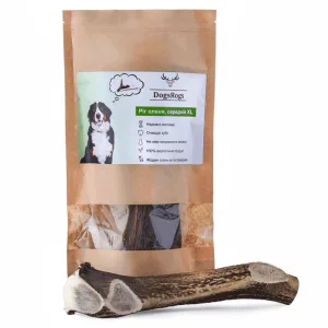 DogsRogs Ріг оленя для собак великих порід, середньої твердості, розмір ХL 30 см