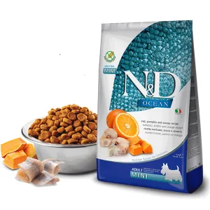 Farmina N&D Ocean Mini Беззерновий сухий корм для собак дрібних порід, з тріскою, гарбузом та апельсином, 800 г