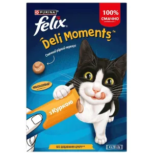 Felix DeliMoments Рідкі ласощі для котів, з куркою, 4х10 г