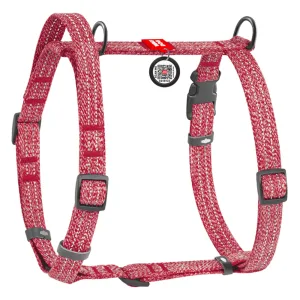 WAUDOG Re-cotton Шлея для собак анатомічна Н-подібна з QR-паспортом, бавовна, розмір S, Ш 15 мм, A 36-42 см, B 35-50 см, червоний