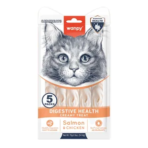Wanpy Digestive Health Функціональні рідкі ласощі для котів із чутливим травленням, з лососем і куркою, 70 г