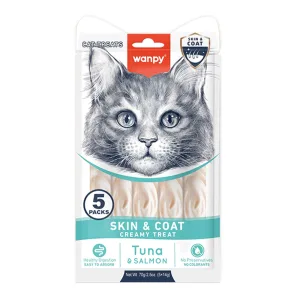 Wanpy Skin&Coat Функціональні рідкі ласощі для котів, здоров’я шкіри та блиск шерсті, з тунцем і лососем, 70 г