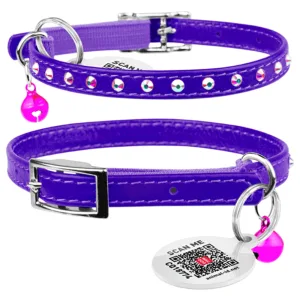 Ошейник для собак WAUDOG GLAMOUR 22-30см/9мм (фиолетовый)