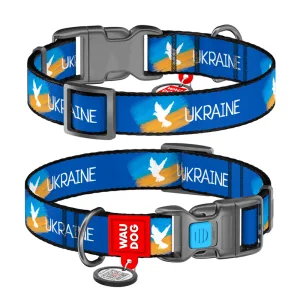 Ошейник для собак нейлоновый с QR паспортом, рисунок "Знамя", пластиковый фастекс, размер M, Ш 20 мм, Д 24-40 см.