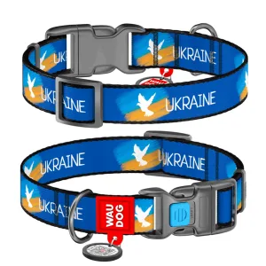 Ошейник для собак нейлоновый с QR паспортом Флаг S 25-35 см/15 мм