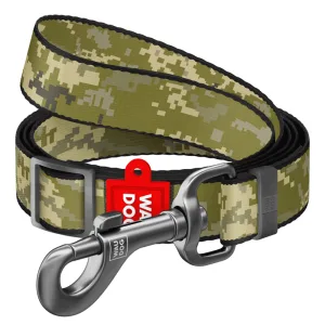 Повідець для собак з нейлону регульований WAUDOG Nylon малюнок "Мілітарі", розмір M, Ш 20 мм, Д 152-183 см
