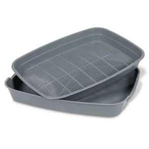 Природа Туалет з сіткою для котів, 27,5 x 36,5 x 5 см, пластик, сірий