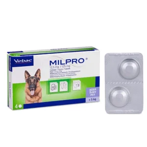 Virbac Milpro Таблетки для собак весом от 5 кг, для лечения и профилактики гельминтозов, 1 таб