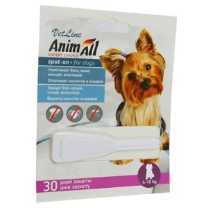 AnimAll VetLine Краплі Спот-он проти бліх та кліщів для собак від 4 до 10 кг, 2 мл
