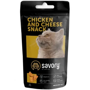 Savory Snacks Pillows Gourmand Хрумкі подушечки для котів, курка та сир, 60 г