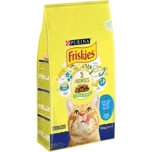 Purina Friskies Sterilized Сухой корм для стерилизованных кошек, с лососем и овощами, 10 кг